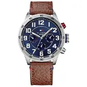 Tommy Hilfiger Miesten 1791066 ruostumattomasta teräksestä katsella ruskea nahkaranneke UK