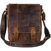 Green Burry Vintage Crossbody-laukku Nahka 25 cm Ruskea