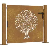 vidaXL Puutarhaportti 105x80 cm Corten-teräs, puukuvio