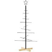 Metallinen joulukuusi puujalustalla musta 120 cm