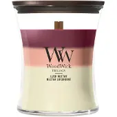 Woodwick Trilogy Lush Nectar tuoksukynttilä sisältää puusydämen 275 g