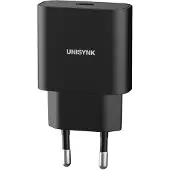 Unisynk 20W USB-C -verkkovirtalaturi ja 2m USB-C-kaapeli, musta