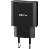 Unisynk 20W USB-C -verkkovirtalaturi, PD3.0, musta