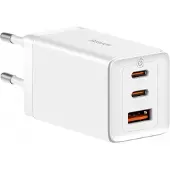 Baseus GaN5 Pro 65W seinälaturi - 2xUSB-C, USB-A - Valkoinen