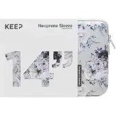 Keep 14" PC neopreeninen suojatasku (Silver Summer Flower)
