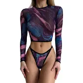 Dark Red Brand Neliosainen alusasusetti Woman is Art, violetti