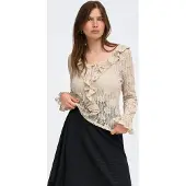 ONLY Onlpearlina Ls Ruffle Lace Top Wvn - Cream - S