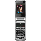 Beafon SL495 LTE - 4G, Silver Line, isonäppäiminen flip-matkapuhelin, musta-hopea