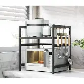Verk Group Keittiön hylly mikroaaltouunille, musta, 2 tasoa, loft-tyylinen