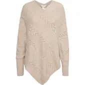 Cream Crholiday Knit Poncho - Beige - ONE SIZE