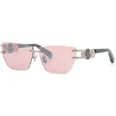 Philipp Plein Aurinkolasit SPP239M 62/12/145 Kiiltävä Palladium Metalli NAISILLE SPP239M