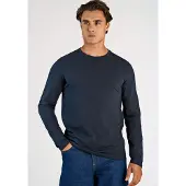 Lindbergh Basic O-Neck Stretch Tee L/S - Navy - L