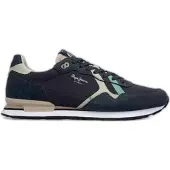 Pepe Jeans for man. PMS40007 Brit Road M grey leather shoes (45), Flat, Laces, Casual
