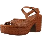 Carmela for woman. 16163701-CAMEL Leather Sandals 161637 brown (37), 8 to 10 cm, Buckle, Casual