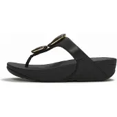 FitFlop Lulu Marbled-Stone Toe-Post Sandals - Black - 38