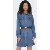 ONLY Onllisa L/S Dnm Dress Gua - Blue - S