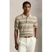 Ralph Lauren Fair Isle Polo-Collar Sweater - Beige - M
