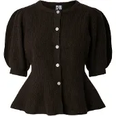 Pieces Pcsilly Ss Puff Knit Cardigan Noos Bc - Brown - S