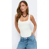 Gina Tricot Square Neck Body - White - XL