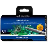 Staedtler Pigment Arts Brush Pen Greens & Turquoises, 6 väriä, Vihreä, Turkoosi, Pyöreä, Muovi, Polypropeeni (PP), Vesipohjainen muste, Aikuiset & ...