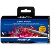 Staedtler Pensselikynä Pigment Arts ass rød/pink (6)
