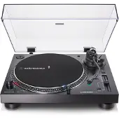 Audio-Technica AT-LP120X-USB BK -suoravetoinen ammattilevysoitin AT-VM95E-äänirasialla, musta