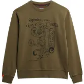 Superdry for man. M2014249A Tokyo Narrative Loose sweatshirt brown greenish brown (M), Casual, Cotton