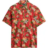 Superdry for man. M4010947A Red Hawaiian print shirt (XL), Casual, Modal, Short sleeve