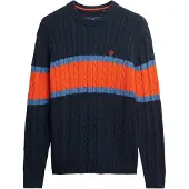 Superdry for man. M6110710A Navy Stripe Pullover (S), Casual, Cotton