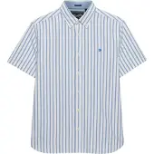 Superdry for man. M4011101A White striped short-sleeve Preppy Oxford shirt (L), Casual, Cotton, Short sleeve