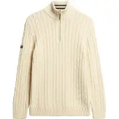 Superdry for man. M6110661B Cotton Classic Cable 1/2 Zip Sweater in cream white (L), Casual