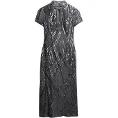 Superdry for woman. W8012037A Mandarin Sequin midi dress grey (XS), Party, Polyester, Short sleeve
