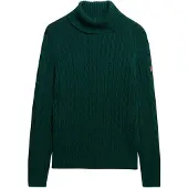 Superdry for woman. W6110614A Slouchy Cable Roll Neck green jumper (M), Casual, Cotton, Long sleeve