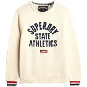 Superdry for woman. W6110629A Slouchy Intarsia Graphic Off-white jumper (XL), Casual, Cotton