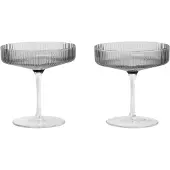 Ferm Living Ripple samppanjalasi, 2 kpl, savunharmaa