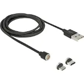 DeLOCK – Magnetic USB Data and Charging Cable Set for Micro USB / USB Type-C black 1.1 m (85723)