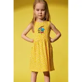Peppi Pitkätossu X Martinex Pilkullinen Mekko, Keltainen, 104