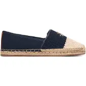 Tommy Hilfiger Espadrillo 'Logo Plaque Colour-blocked Woven' laivastonsininen / luonnonvalkoinen