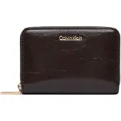 Calvin Klein Kukkaro 'Foil Logo Zip-around Glossy' tummanruskea