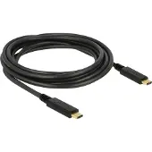 DeLOCK – USB 2.0 USB-C to USB-C cable, 5A, E-Marker, 3m, black (83325)