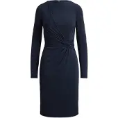 Ralph Lauren Twist-Front Jersey Boatneck Dress - Navy - 34