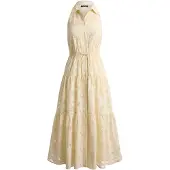Ralph Lauren Floral-Eyelet Voile Tiered Shirtdress - Cream - 36