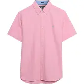 Superdry for man. M4011101A Preppy pink oxford shirt (L), Casual, Cotton, Classic, Short sleeve, Coral