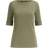 Ralph Lauren Stretch Cotton Boatneck Tee - Khaki green - M
