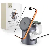 Tech-Protect QI2.2-25W-A48 3-in-1 magneettinen MagSafe-langaton laturi – tummanharmaa