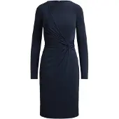 Ralph Lauren Twist-Front Jersey Boatneck Dress - Navy - 42