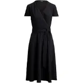 Ralph Lauren Belted Georgette Surplice Dress - Black - 36
