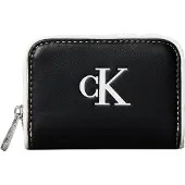 Calvin Klein Kukkaro 'Contrast Logo Textured Zip-around' musta / valkoinen