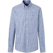 Hackett London for man. HM3010752 Three Color Gingham blue shirt (XXL), Casual, Cotton, Classic, Long sleeve