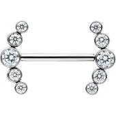 Wildcat Penta Crystal Barbell - barbelli kristallikoristeilla - 14,0 mm, Hopeinen metalli